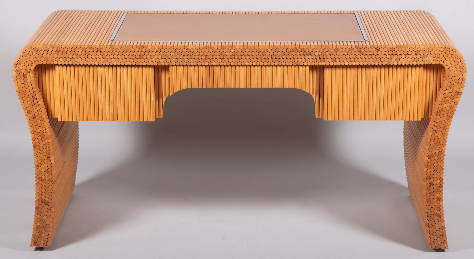 Vintage Ernest C. Masi for French and English Furniture Company Minimalist Wood Dowel Desk (1 of 6)