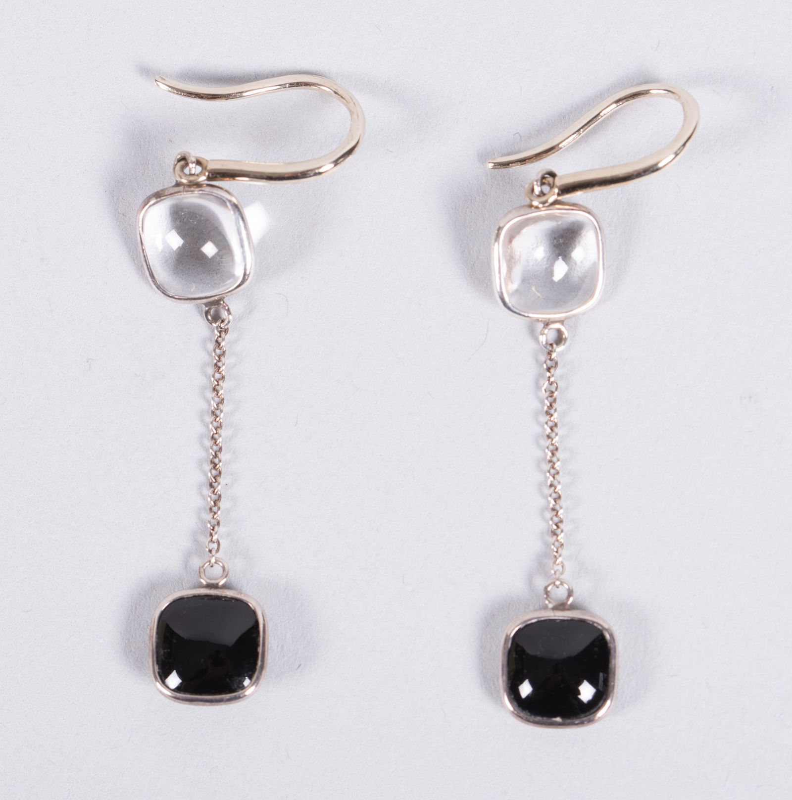 Tiffany & Co. Sterling Silver Black Onyx and Crystal Drop Earrings (1 of 2)