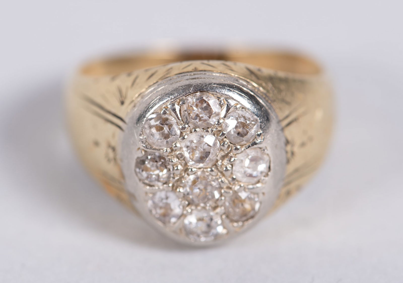 14kt Two Tone Diamond Cluster Ring (1 of 2)