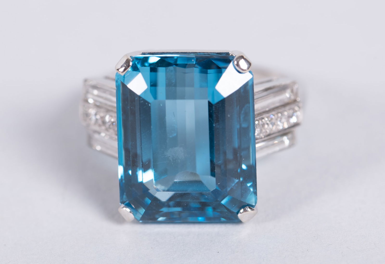 Swiss Blue Topaz Diamond and Platinum Ring (1 of 3)