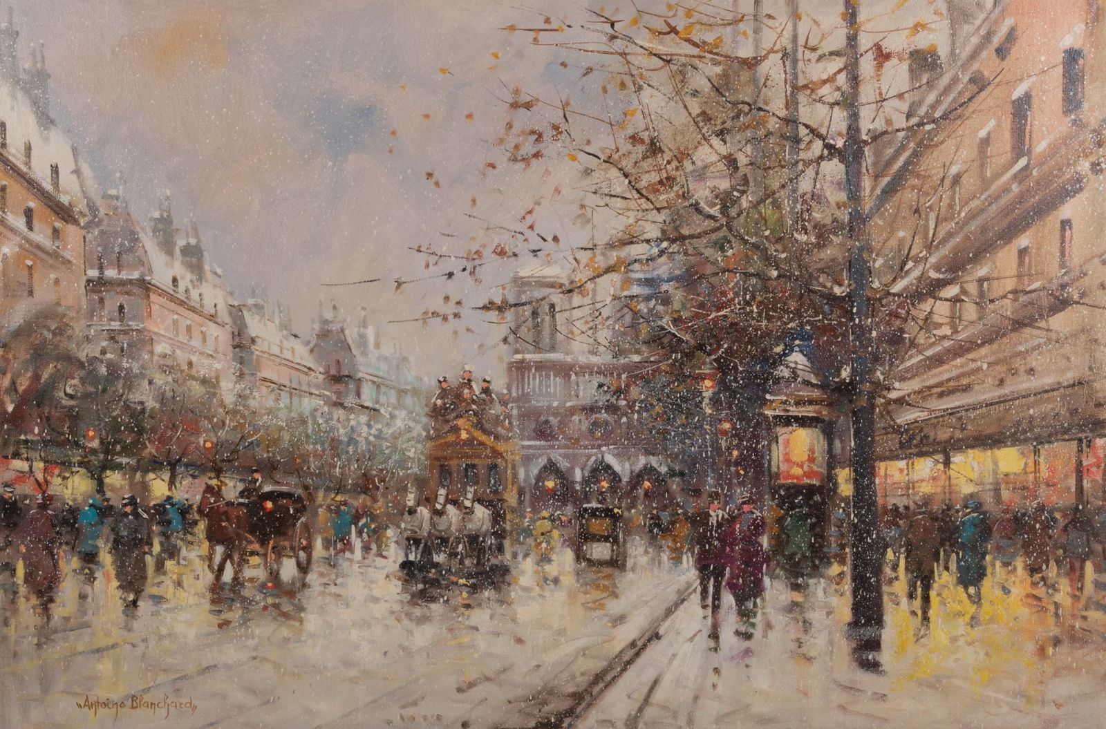 Attributed to Antoine Blanchard, France (c. 1910-1988), Paris Street Scene, oil on canvas (1 of 6)