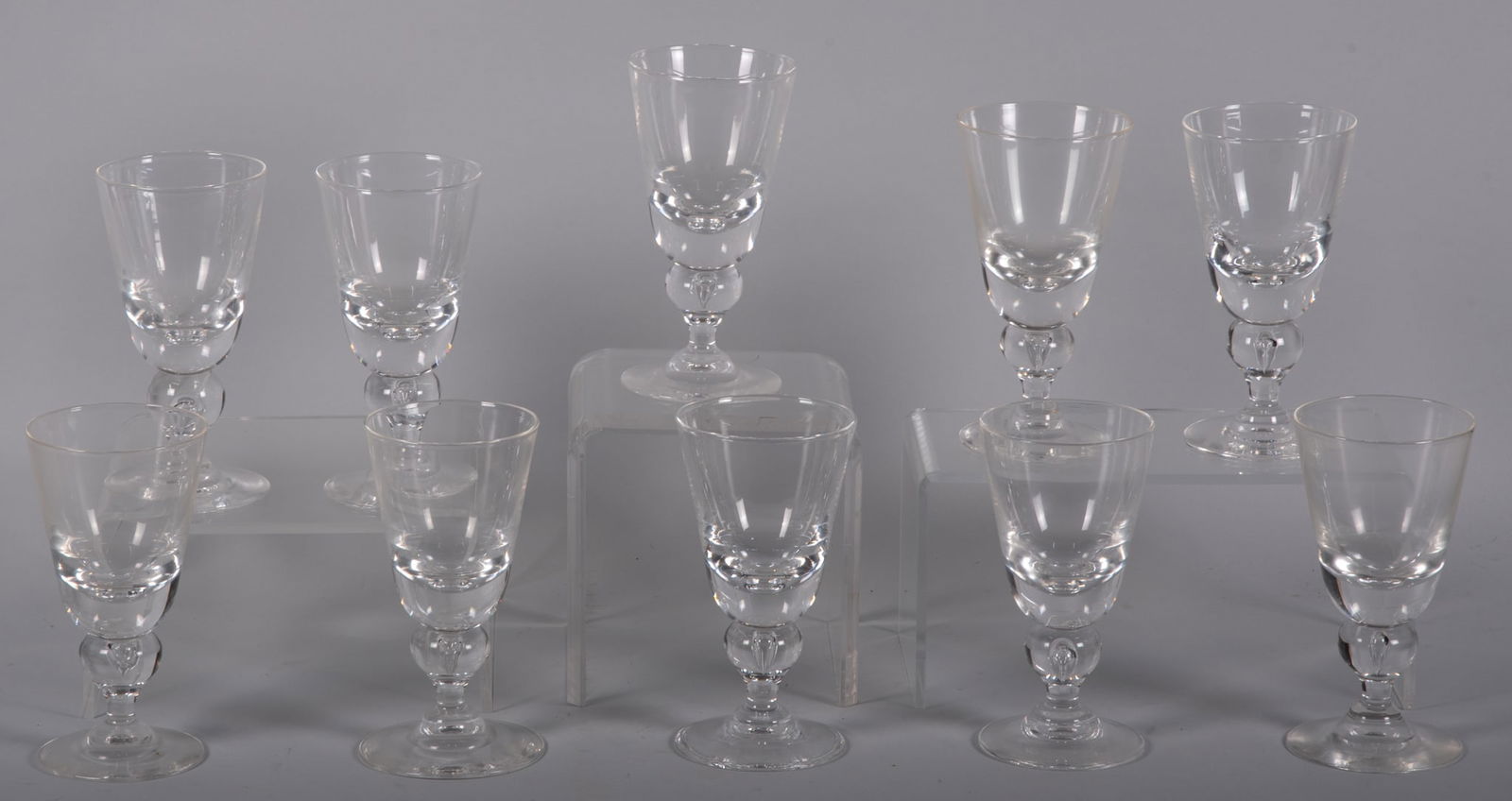 Steuben, Ten Teardrop Baluster Water Goblets 7" (1 of 5)