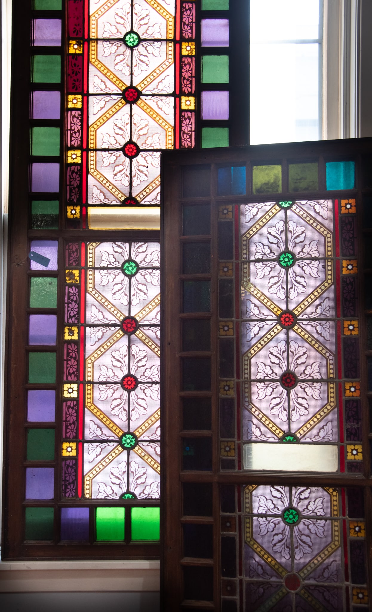 Two Beautiful Arts and Crafts Style Stained Glass Windows from Chicago Church, Circa 1920 (1 of 4)