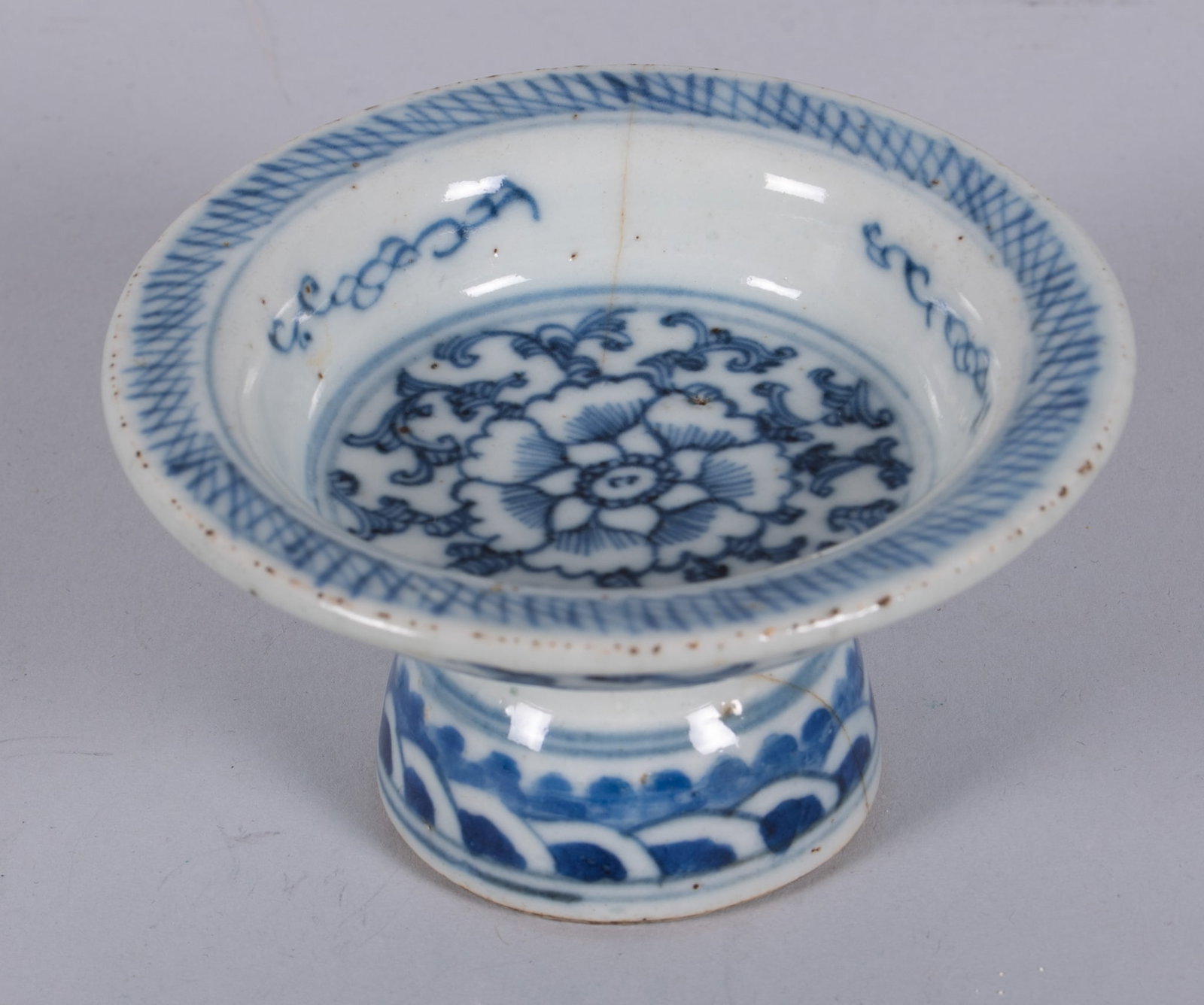 An Antique Chinese Blue and White Porcelain Stem Cup (1 of 5)