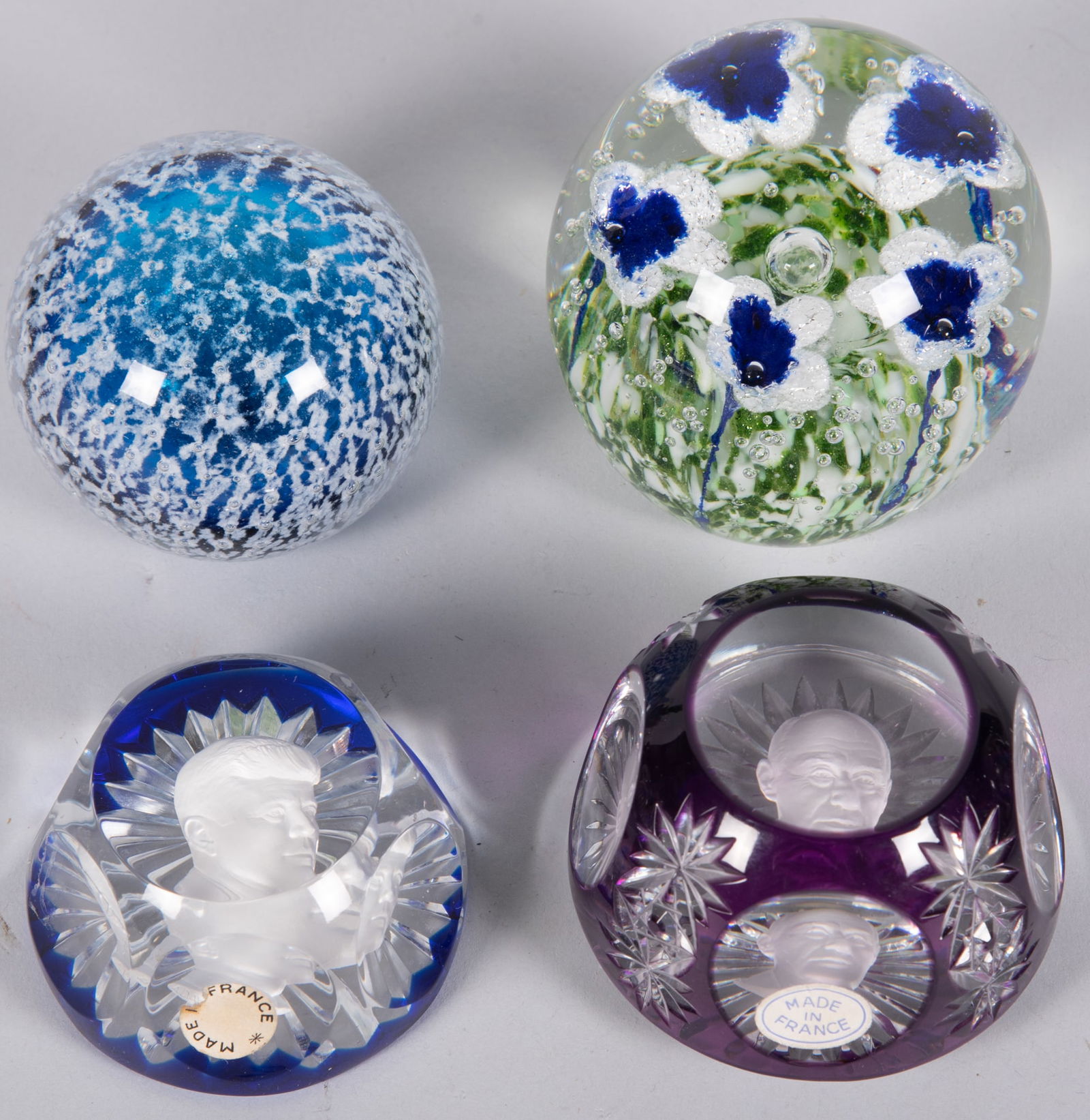 A Collection of Paperweights, including Baccarat Sulphide (1 of 4)