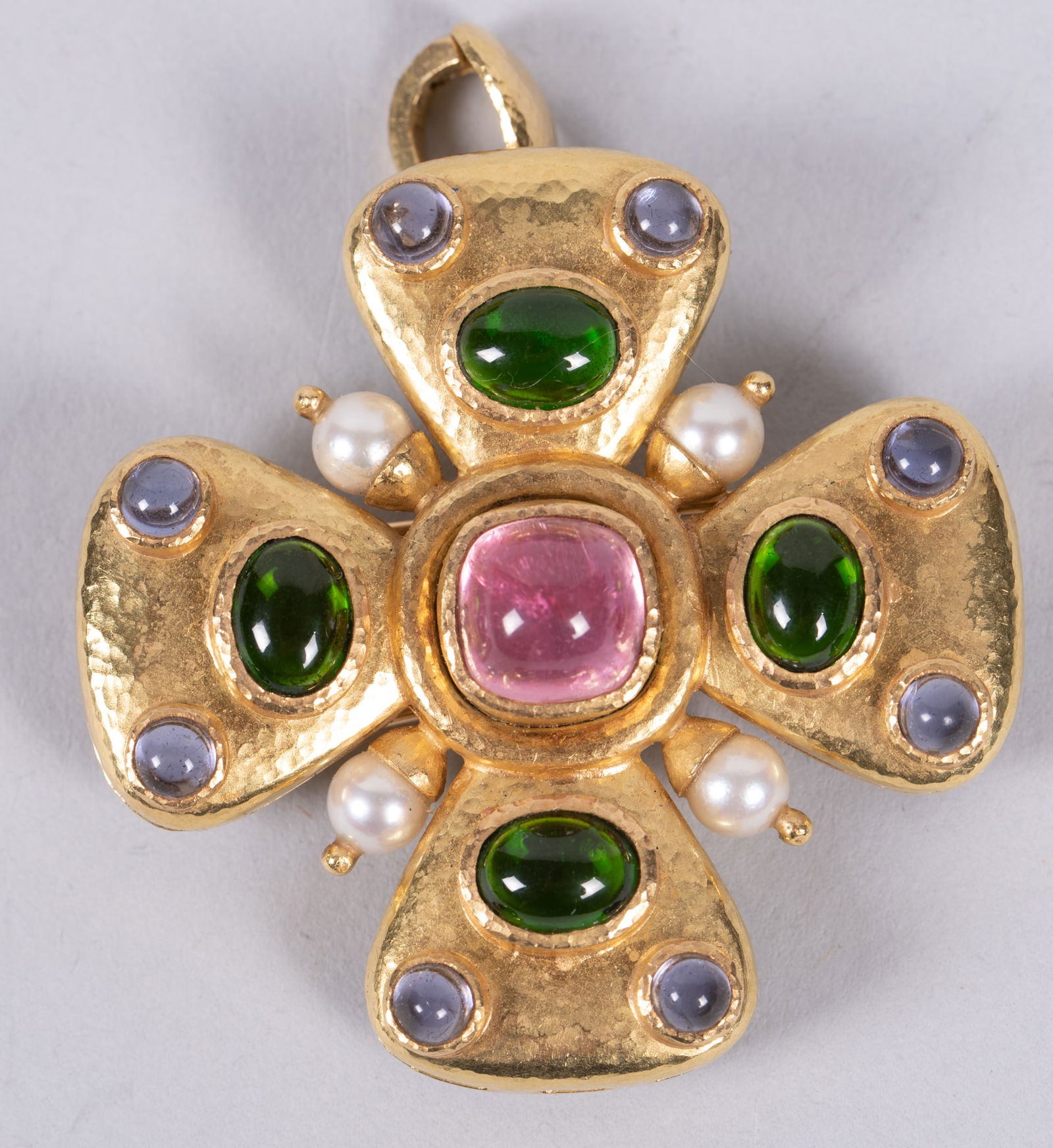 Elizabeth Locke 19K Yellow Gold, Multi-Colored Gemstone Handmade Pendant (1 of 4)