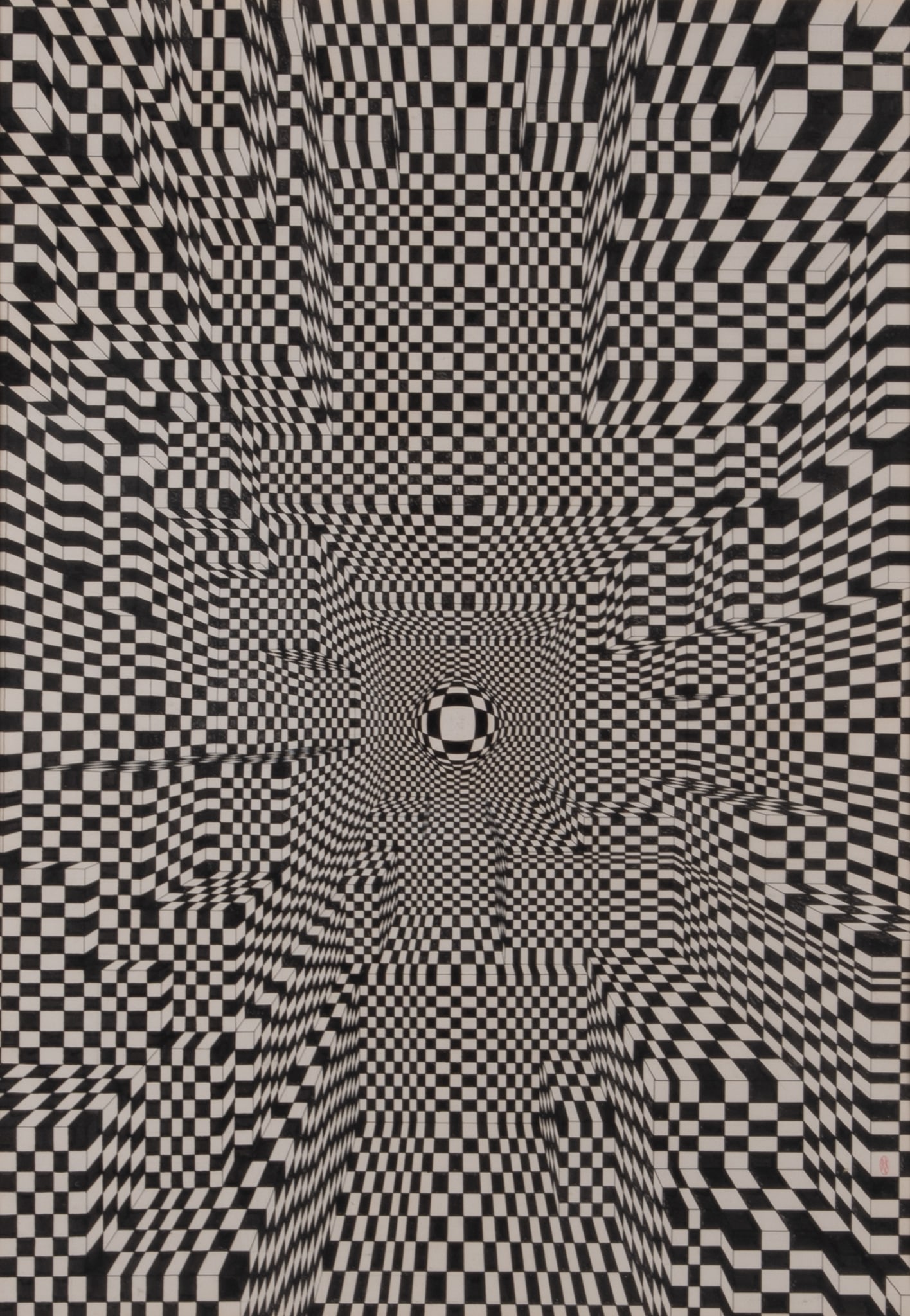 Russell Kraus, St. Louis (1918-2009), Checkered Ball, circa 1960s, ink on paper (1 of 6)