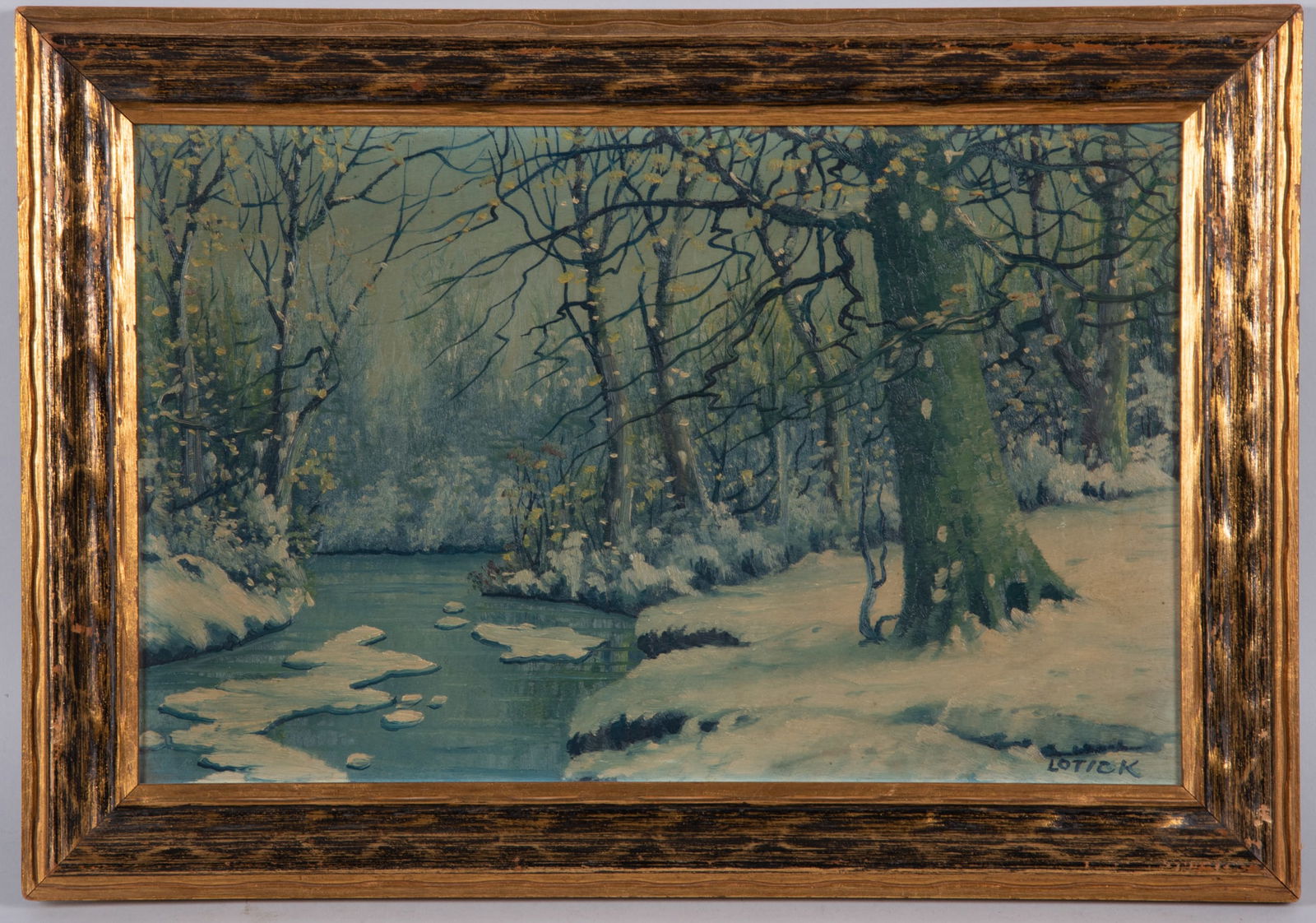 Carl Lotick, Indiana (1878-1958), The Four Seasons, four oil paintings on canvas (1 of 6)