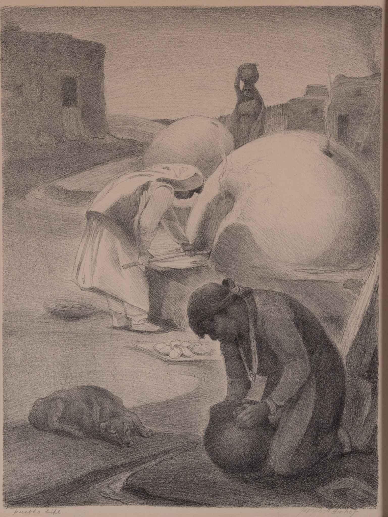 Joseph Adam Imhof, American (1871-1955), Pueblo Life, lithograph (1 of 5)