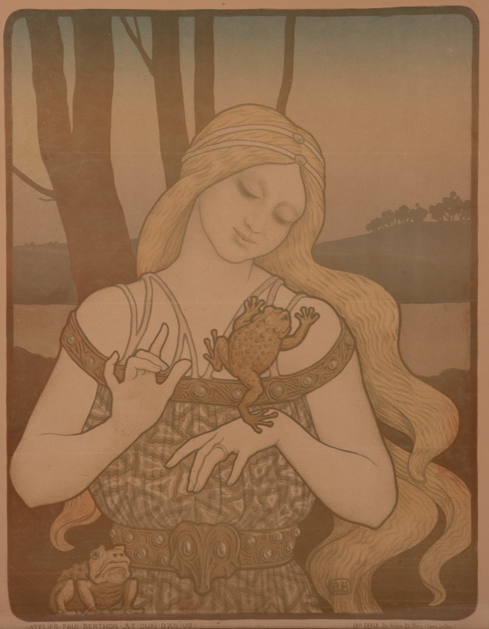 Paul Berthon, French (1872-1909), La Princesse au Crapaud, 1899, color lithograph, Impreimerie (1 of 5)