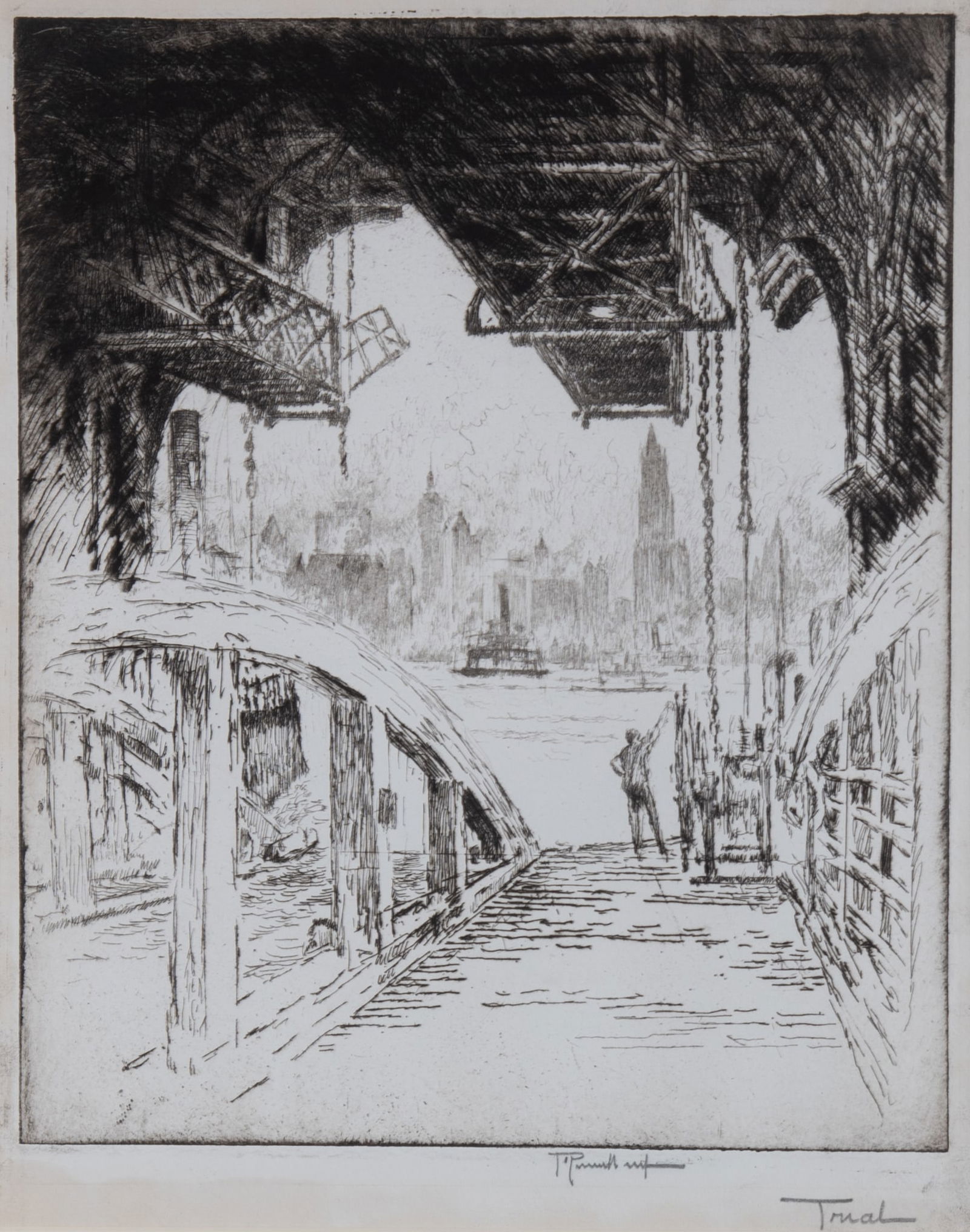 Joseph Pennell, American (1857-1926), The Ferry House, the Cortlandt Street Ferry from the Jersey (1 of 4)