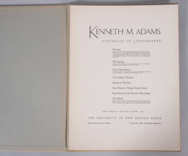 Kenneth Miller Adams, New Mexico/Kansas (1897-1966), Portfolio of Lithographs, New Mexico Artists: Kenneth Miller AdamsNew Mexico/Kansas, (1897-1966)Portfolio of Lithographs, New Mexico Artists Series No 1portfolio of eight offset lithographsNew Mexico Artists Series No. 1, The University of New Me