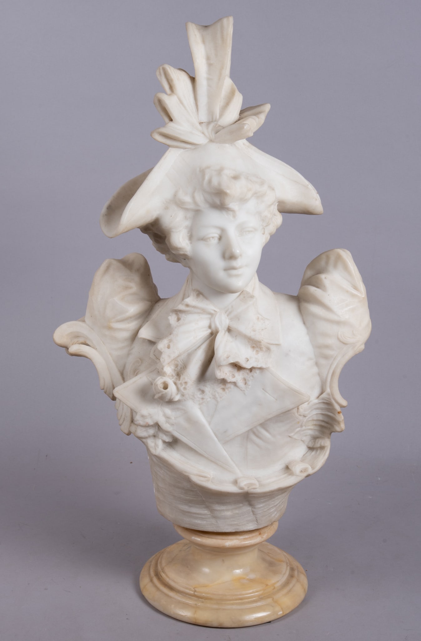 An Italian Belle Epoque Carved Marble Bust, E. Baratto (1 of 5)