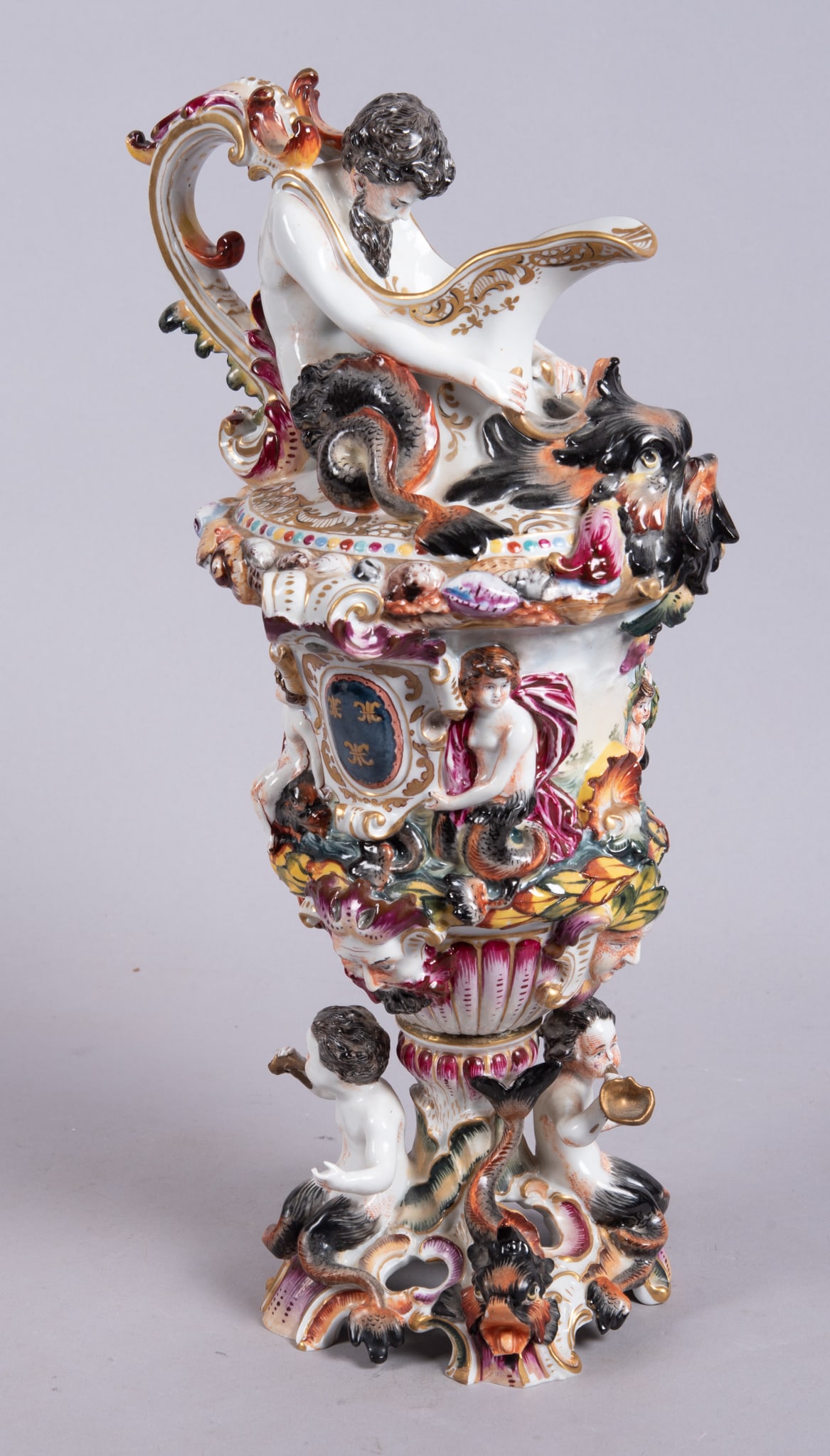 An Antique Capodimonte Porcelain Ewer with Triton Handle (1 of 6)