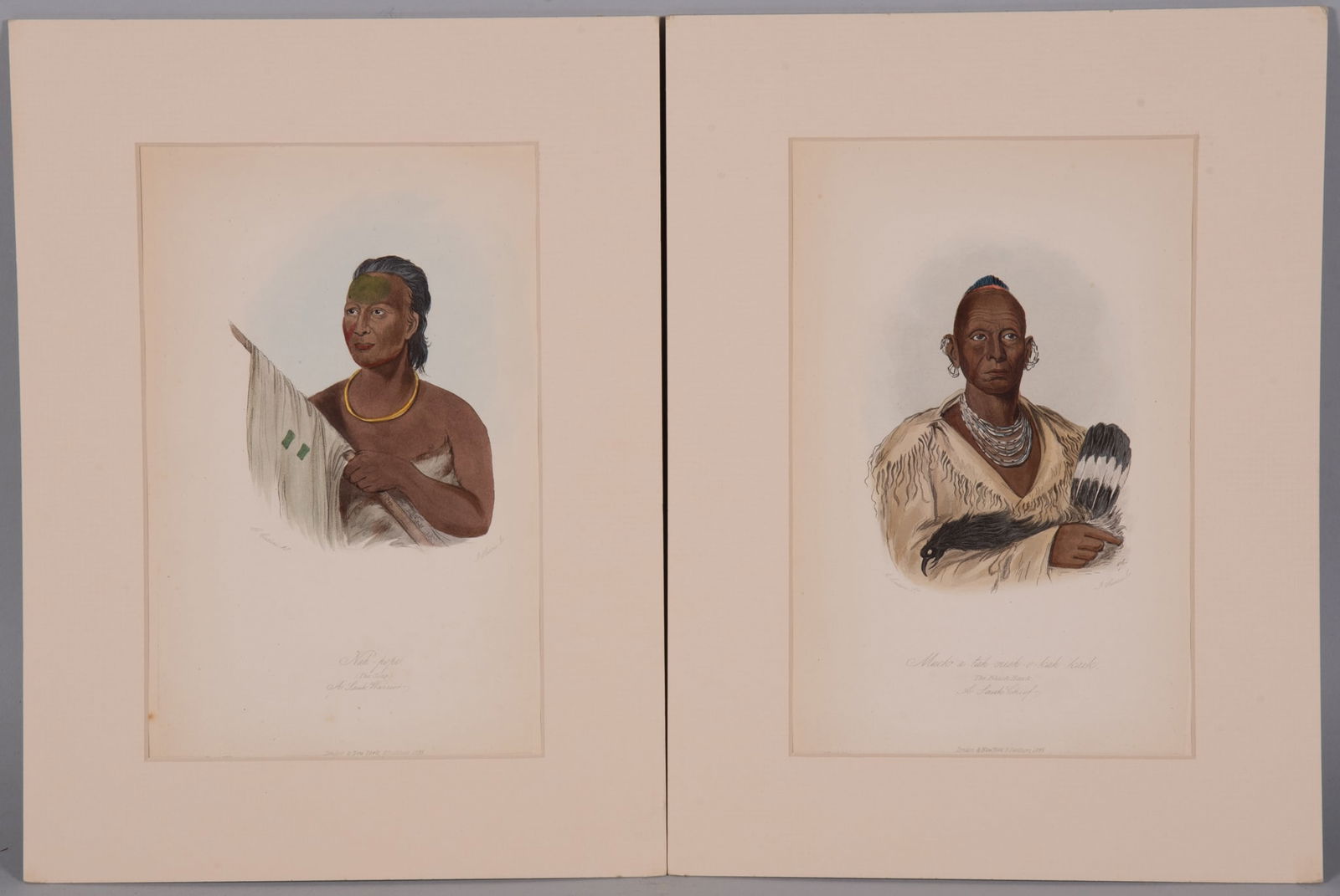 George Catlin, American (1796-1872), Black Hawk, A Sauk Cheif, and Nah-Pope a Sauk Warrior, 1855, (1 of 3)