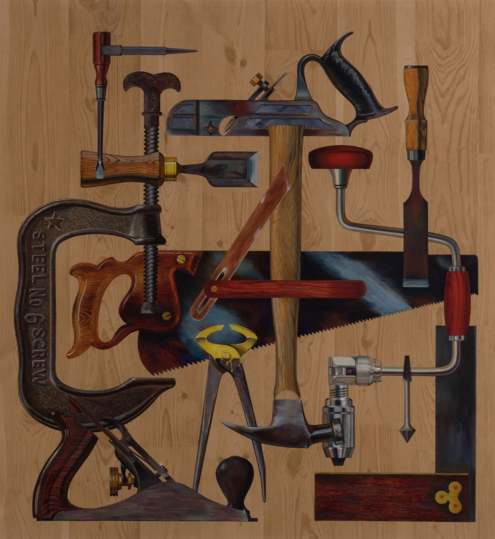 Russell Kraus, St. Louis (1918-2009), Carpenter's Tools, mixed media (1 of 3)