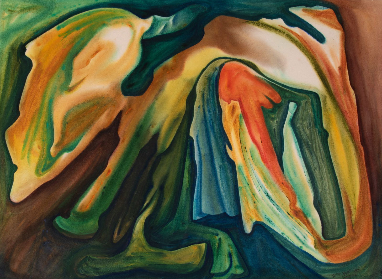 William Frederick Fett, Missouri, Michigan / Mexico (1918-2006), Mexico, 1971, watercolor on paper: William Frederick FettMissouri, Michigan / Mexico, (1918-2006)Mexico, 1971watercolor on papersigned and dated lower right, unframed.22 x 30 inches