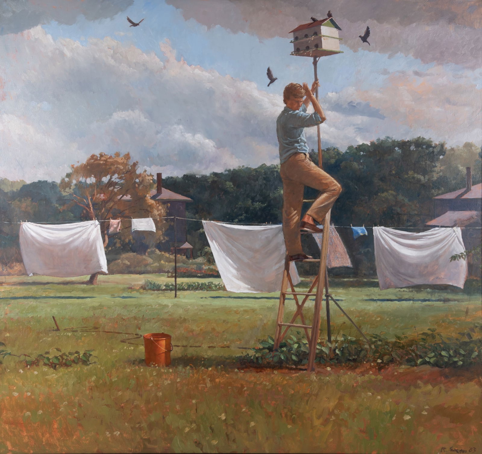 Randall Exon, Pennsylvania / Kansas (b. 1956), Purple Martins, 1983, oil on canvas (1 of 7)