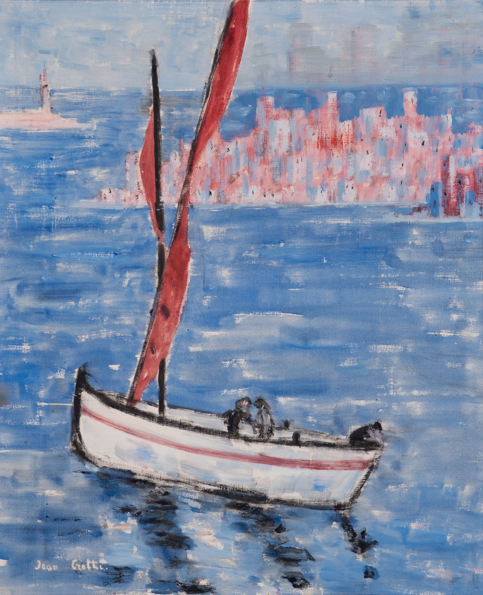 Jean Crotti, New York / France, Germany (1878-1958), Dans le Port, 1936, oil on canvas: Jean CrottiNew York / France, Germany, (1878-1958)Dans le Port, 1936oil on canvassigned lower left, with title and date verso, framed.22 x 18 inches