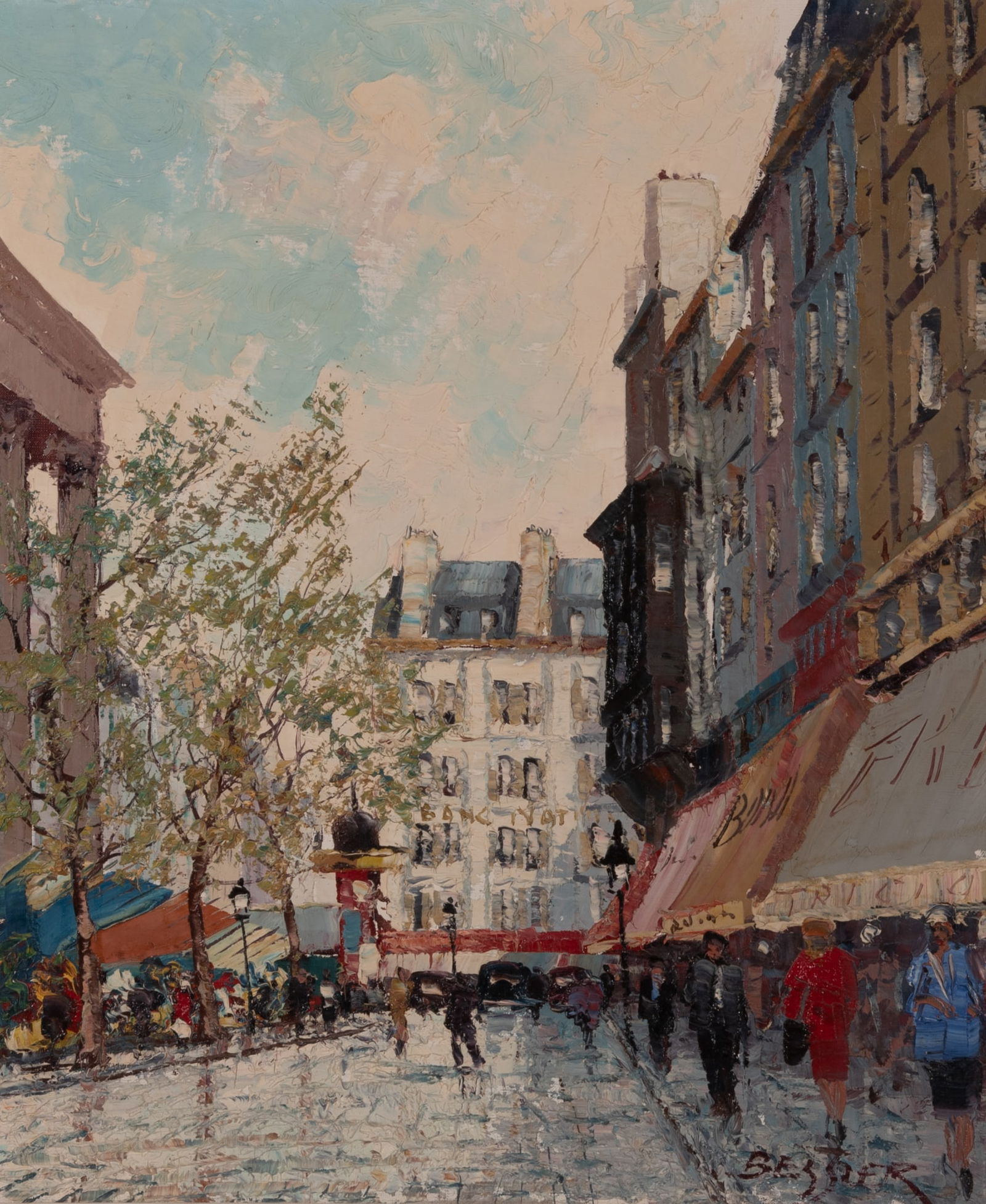 R. Bessier, French 20th Century, Street Scene, Paris, oil on canvas (1 of 5)