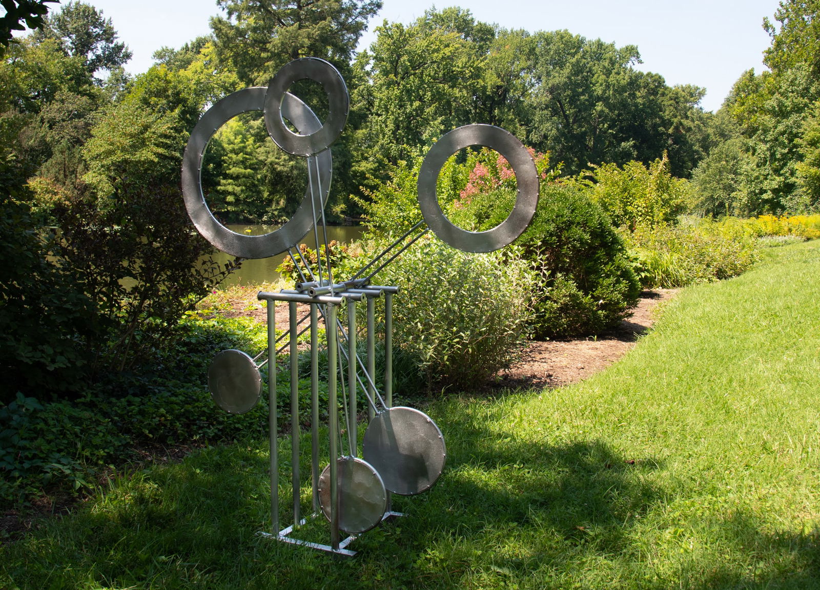 Contemporary Abstract Metal Outdoor Sculpture, Arcs and Circle (1 of 3)