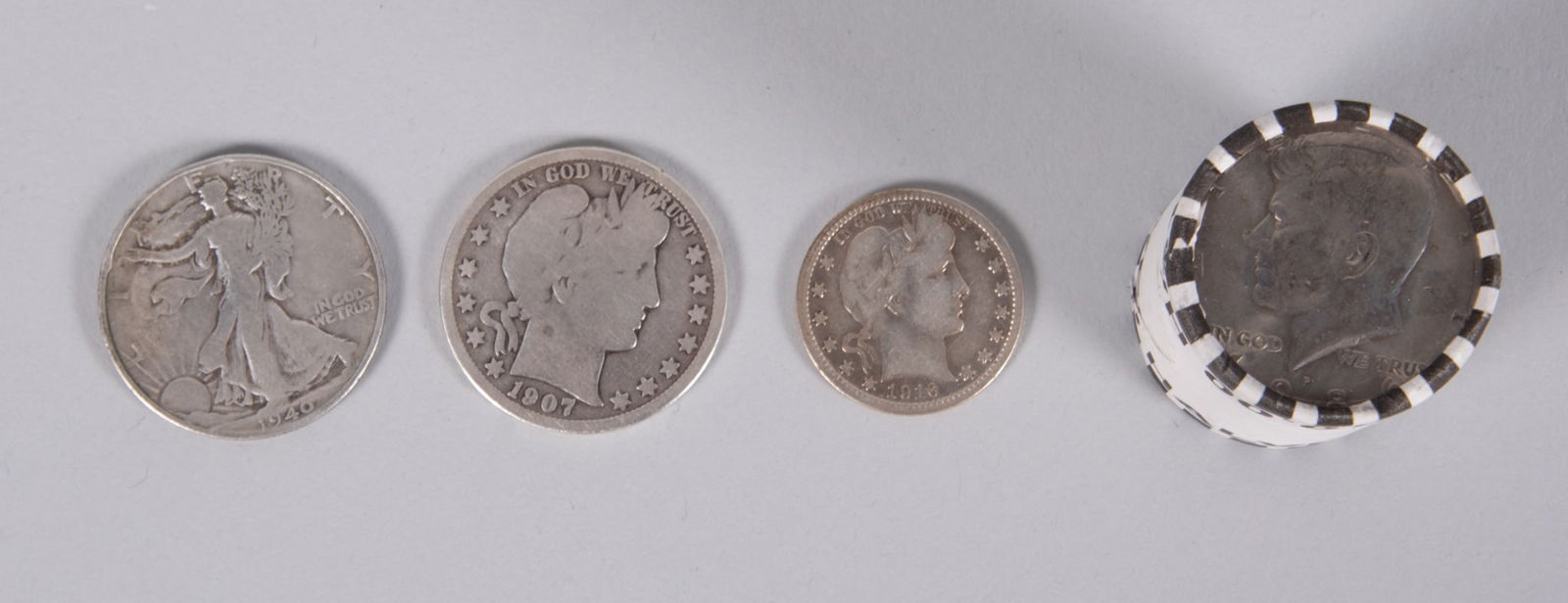 Silver Quarters, Silver Half Dollars, 4 Rolls Clad Kennedy Half (1 of 3)