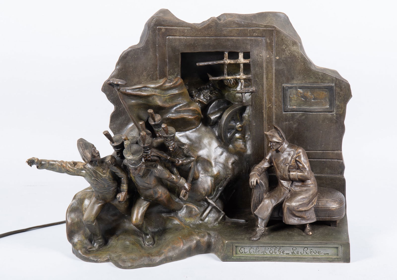 A Patinated Metal Napoleonic Sculptural Lamp, after Salesio (1 of 5)