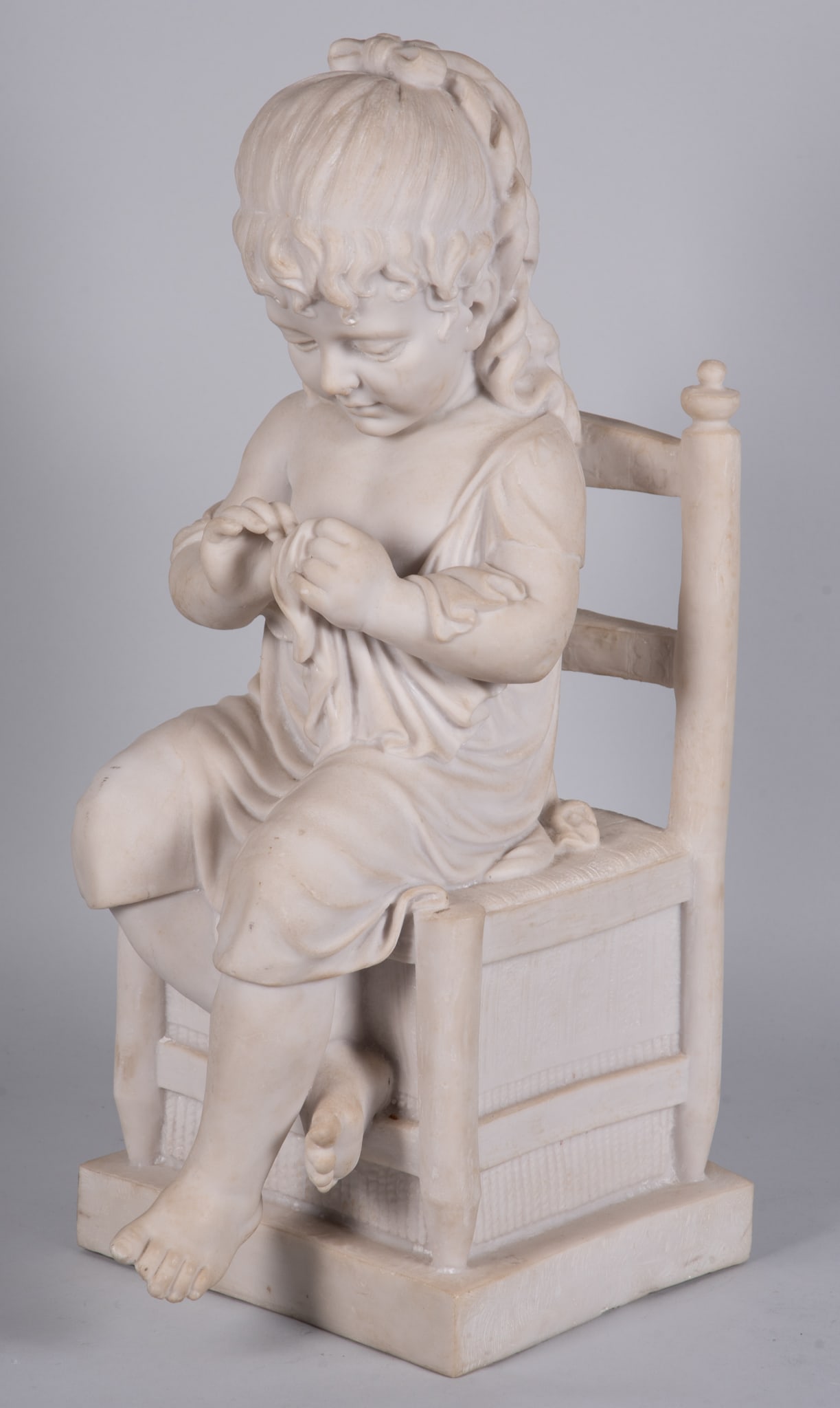 A Composition Marble Sculpture of a Seated Child, Fausto Biggi (1 of 5)