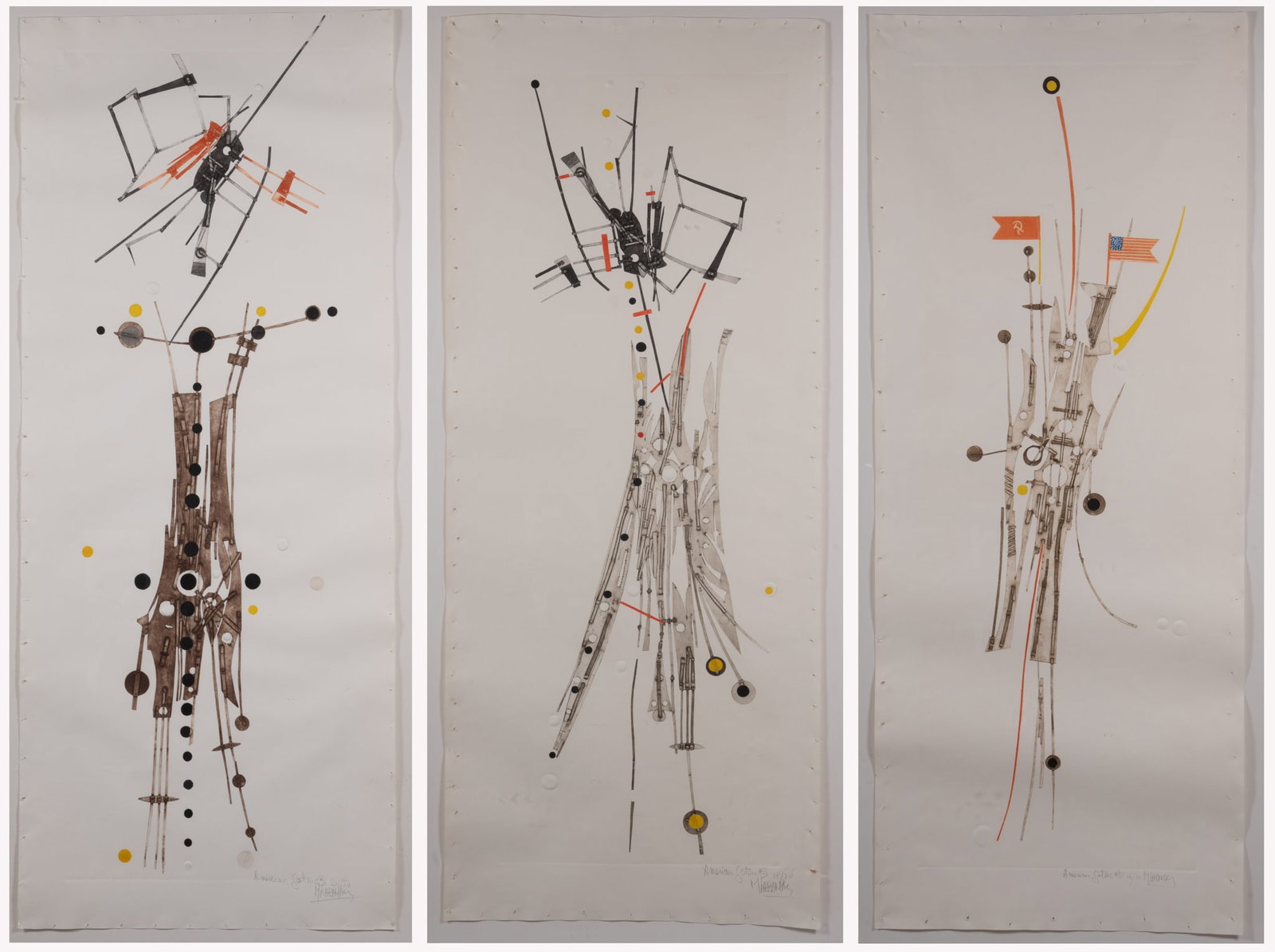 Mauricio L. Lasansky, Iowa (1914-2012), American Gothic #1, #2, and #3, 1987, color intaglio: (1 of 10)