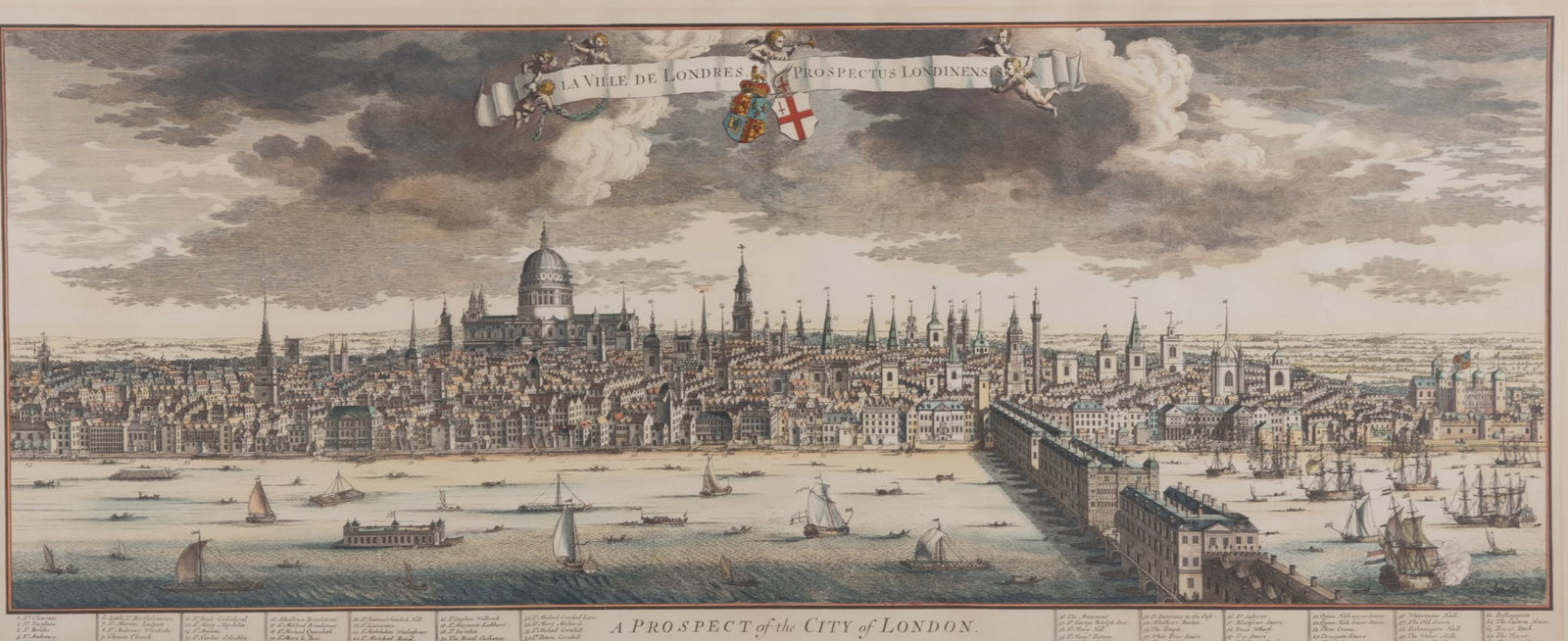Johannes Kip, Dutch (1653-1722), A Prospect of the City of London, engraving with hand coloring (1 of 4)