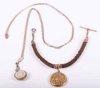 Victorian Chain w/Slide & Pendant plus Hairwork Watch Chain