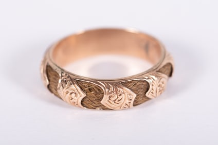 14k Victorian Hairwork Mourning Ring