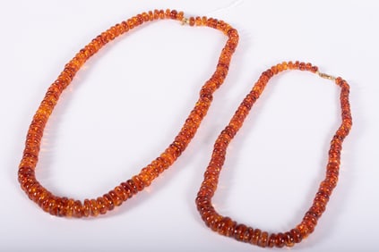 Vintage Honey Amber Beaded Necklaces Two Strands