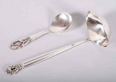 Georg Jensen Sterling Silver Ladle and Scandinavian Spoon, Denmark