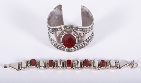 Two Sterling/Carnelian Bracelets