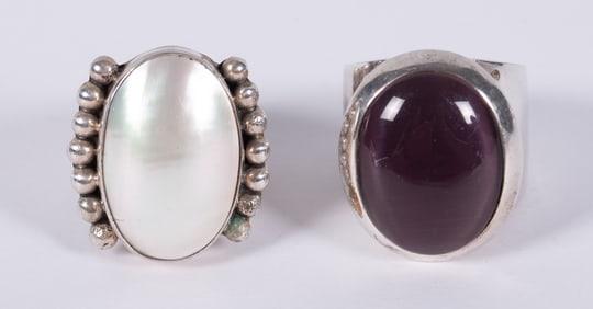Sterling Ring Purple Tiger Eye along with Mabe Pearl Ring