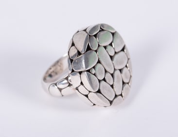 John Hardy Sterling Round Kali Pebble Ring