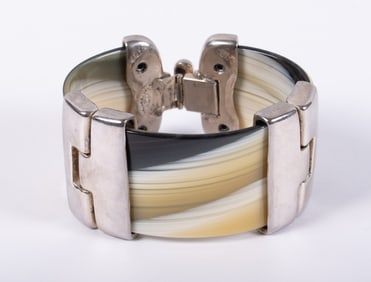 Signed Acrylic Bracelet w/Sterling Fittings