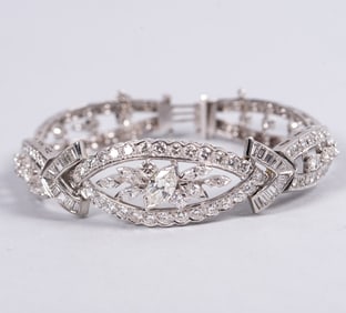 Platinum Art Deco Bracelet with Approximately 7.8 Total Carat Weight in Diamonds