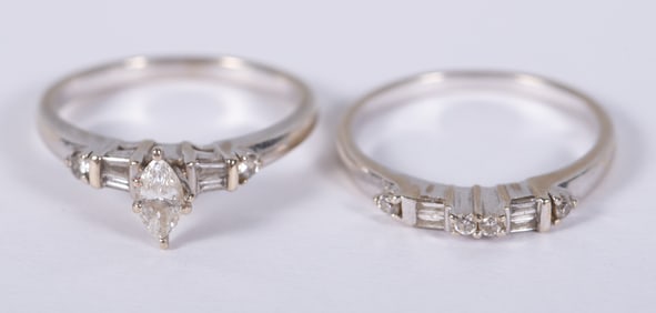 14K White Gold & Diamond Wedding Set