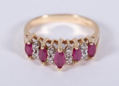 14K Yellow Gold Ruby & Diamond Ring