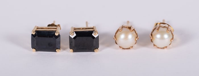 Two Pairs 14K Gold Earrings