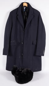 Cole Haan Men's Classic Milton Topper Coat together with Genuine Rabbit Fur Hat
