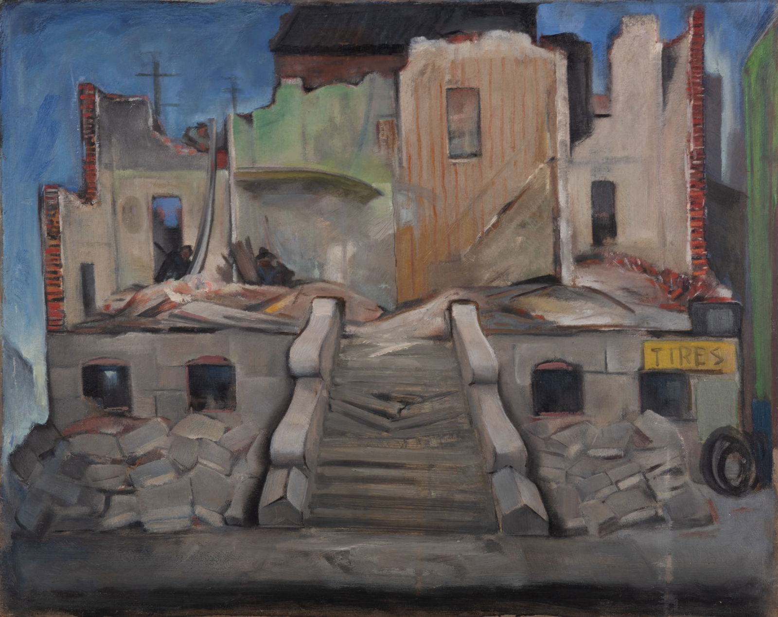 E. Oscar Thalinger, Missouri (1885-1965), Urban Ruin - Tires, oil on board (1 of 6)