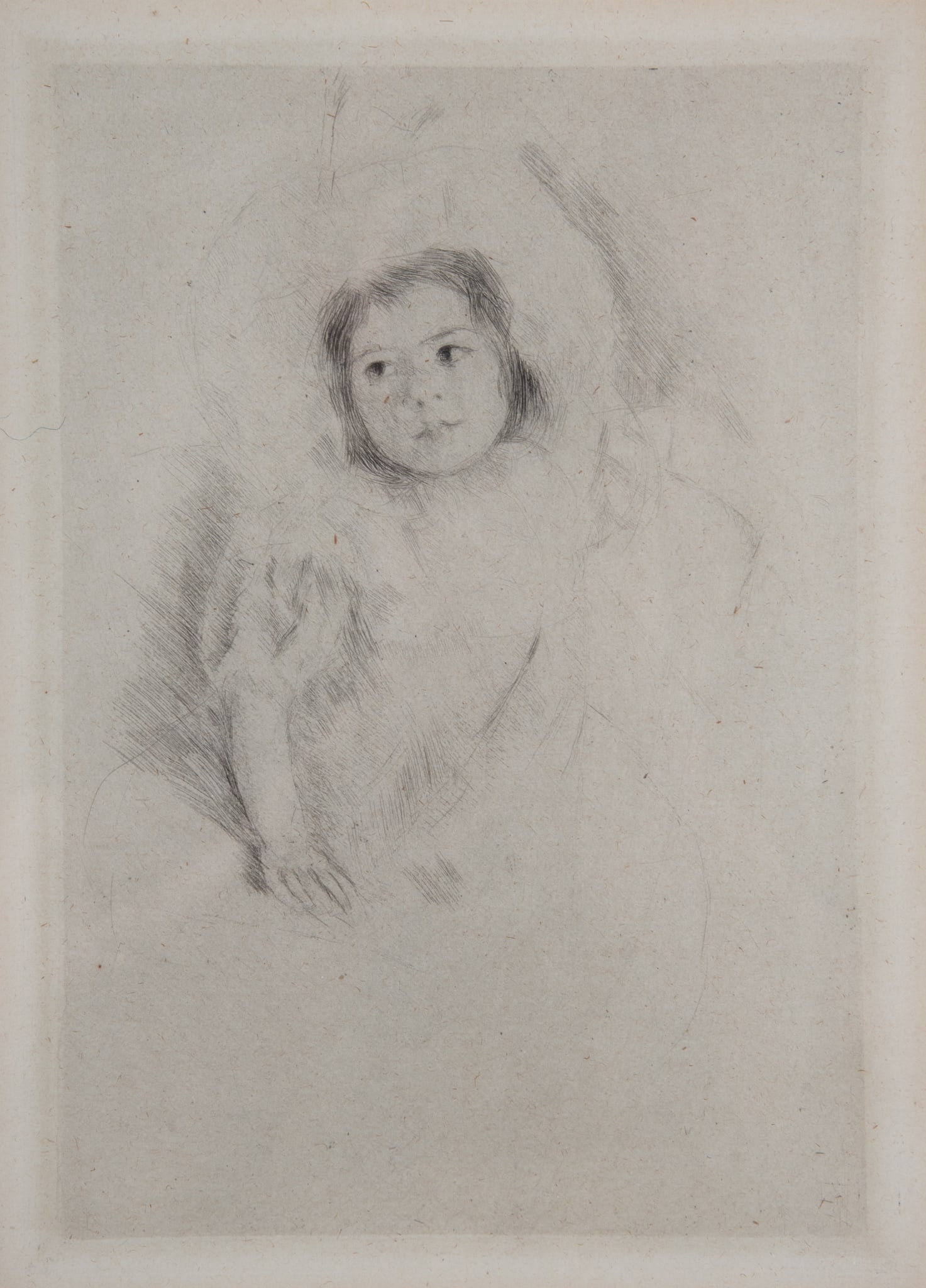 Mary Stevenson Cassatt, Pennsylvania / France (1844-1926), Margot Wearing a Bonnet, etching (1 of 3)