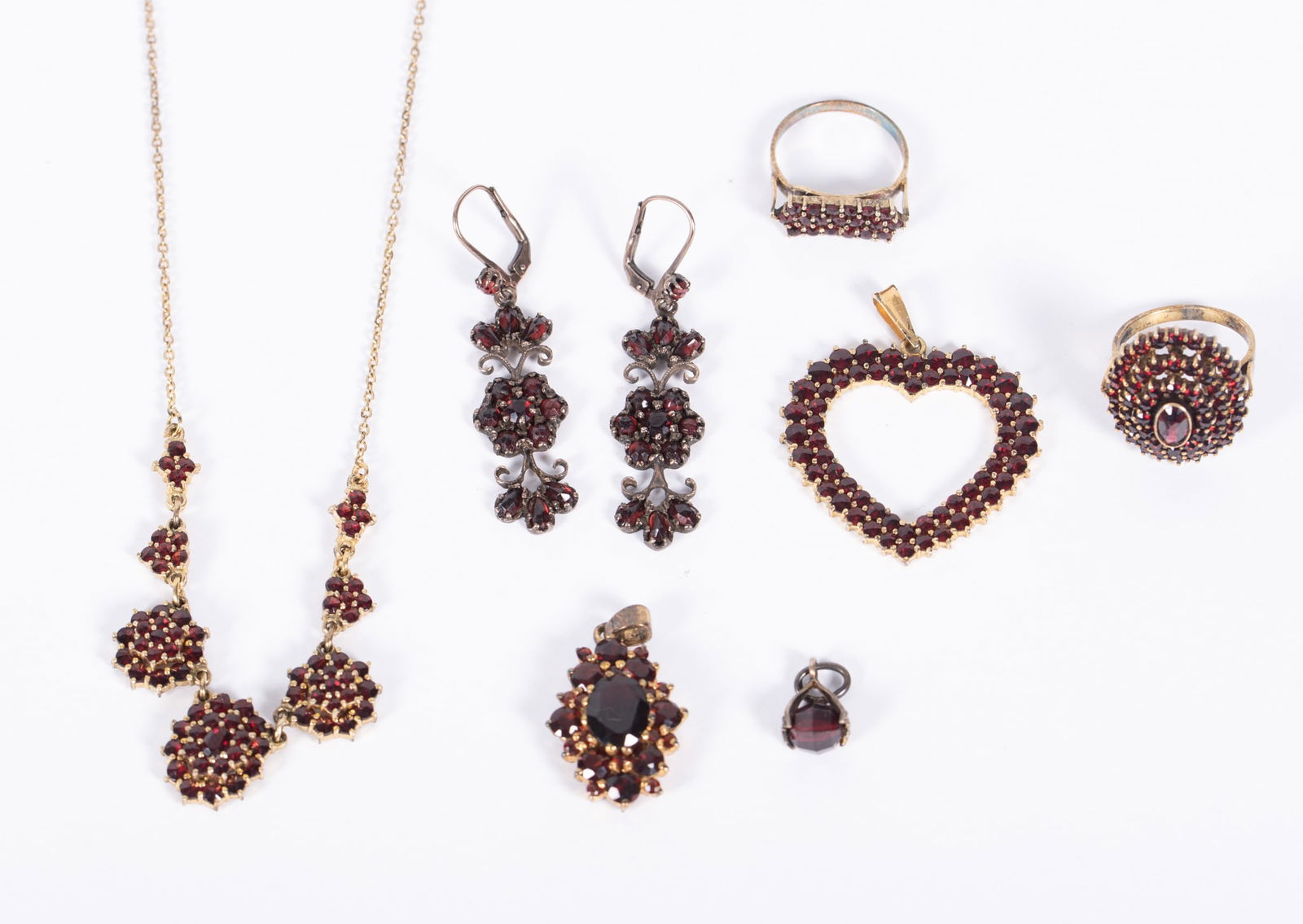 Group of Antique Garnet Jewelry comprising: Three Garnet Pendants, Garnet Jewelry Suite and Two (1 of 3)