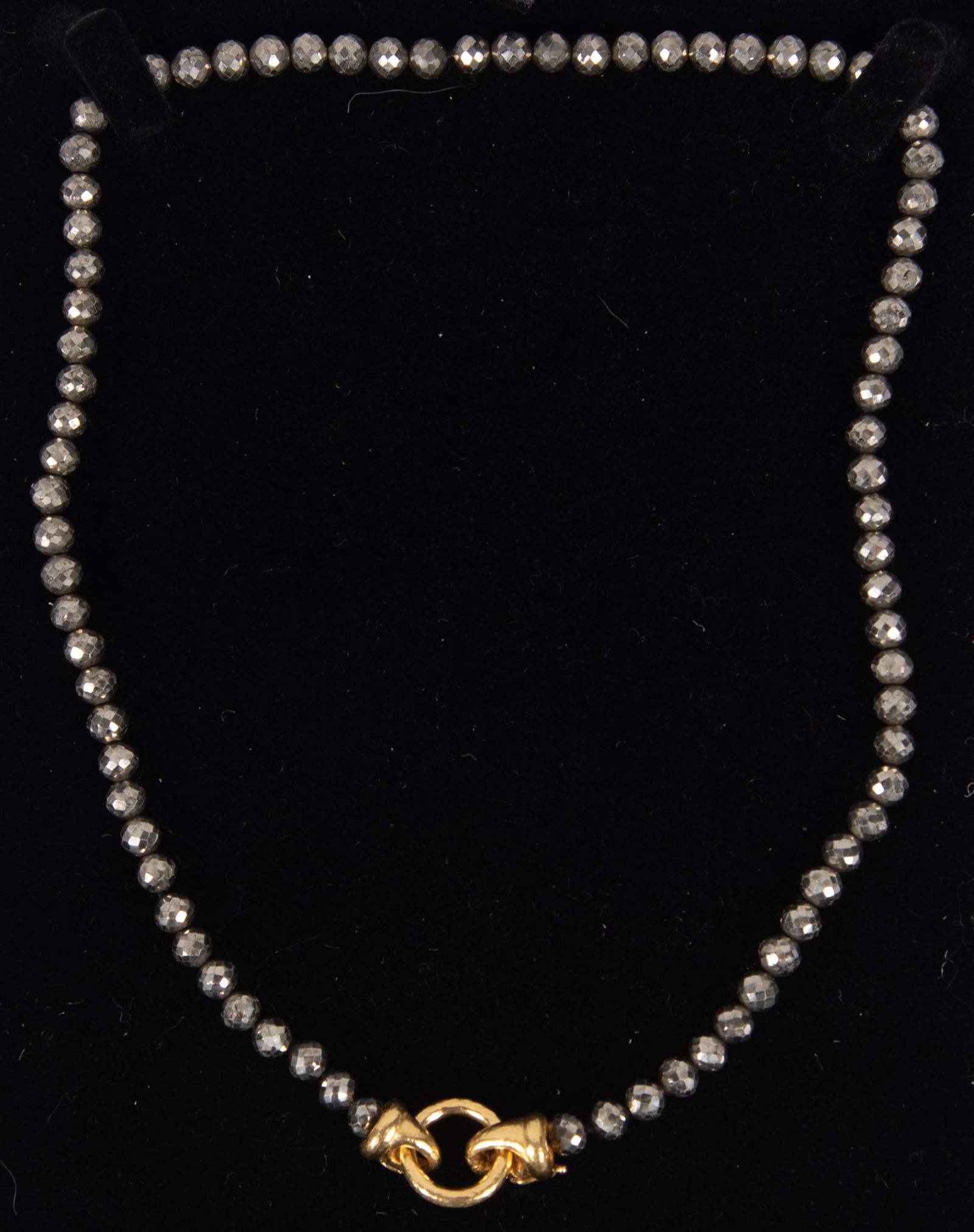 Elizabeth Locke Pyrite Bead Necklace with 19K Yellow Gold Serena Clasp (1 of 8)