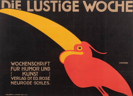 Julius Klinger, Austrian (1876-1942), Die lustige Woche, 1906, color lithographic poster: Julius KlingerAustrian, (1876-1942)Die lustige Woche, 1906color lithographic posterPrinted by Hollerbaum & Schmidtframed25 3/4 x 36 inches (visible)