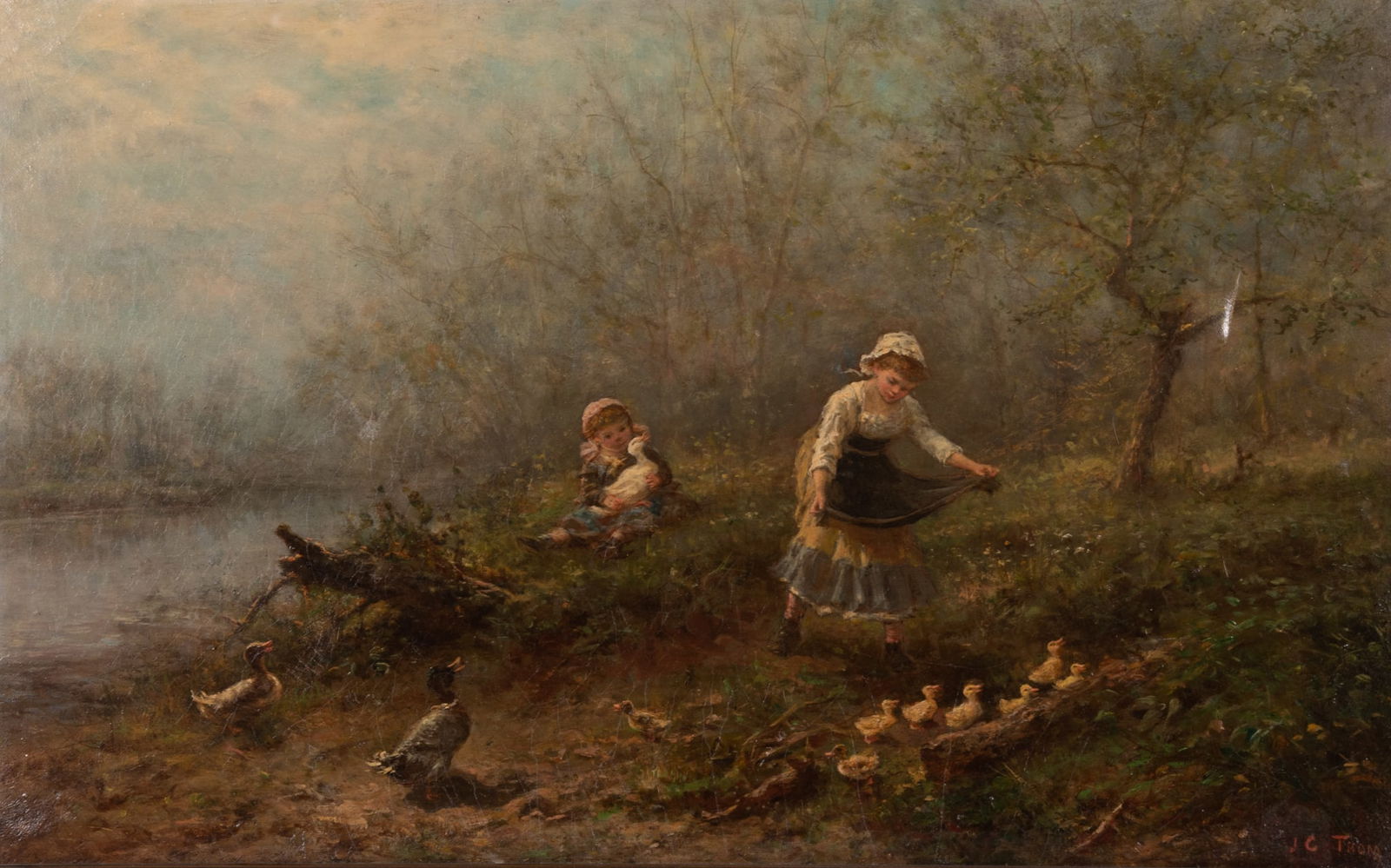 James Crawford Thom, New Jersey, New York / England, France (1835-1898), Children by a Pond with a (1 of 6)