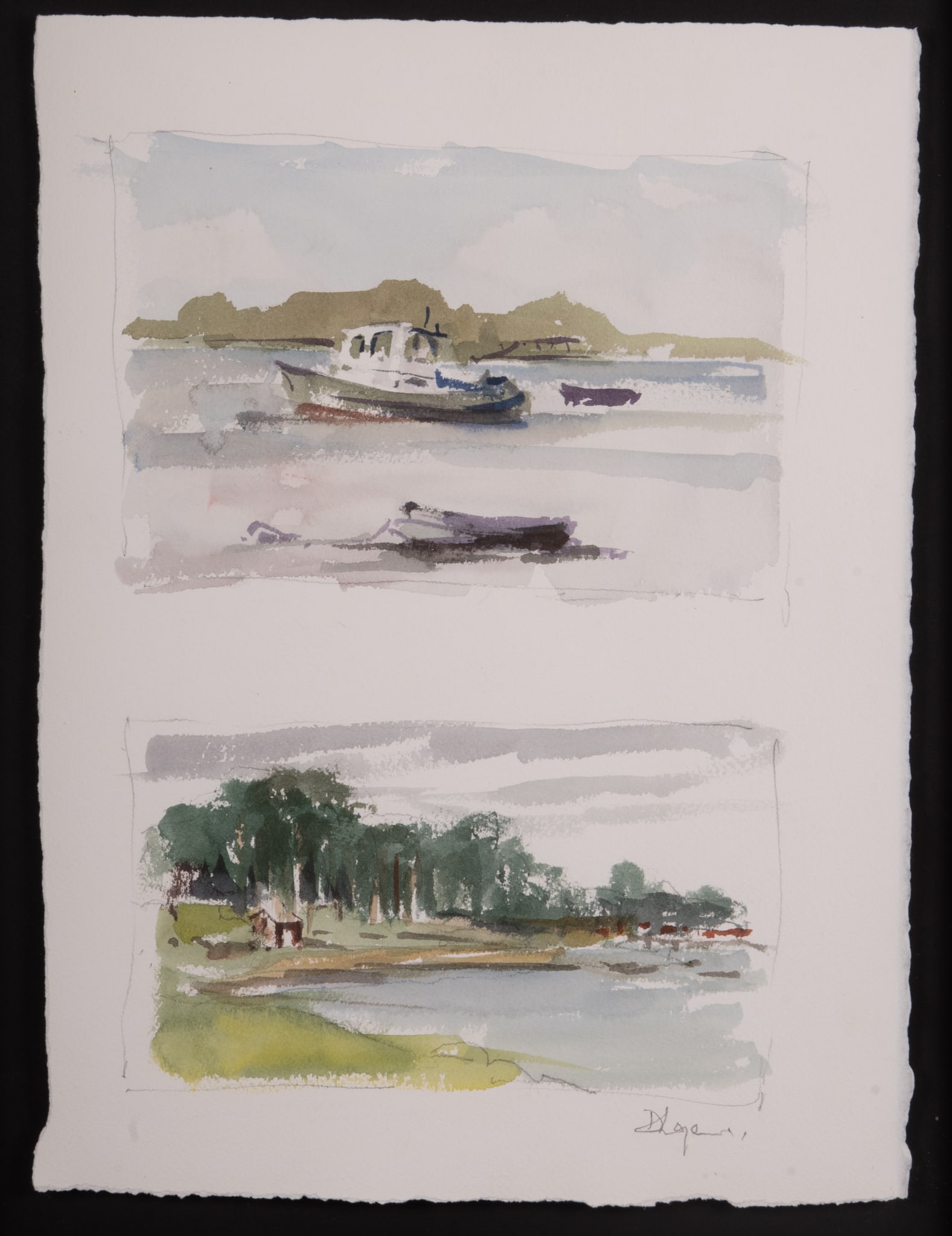 David Lazarus, Massachusetts (b. 1952), "Aan En Plein Air" 2019, watercolor (1 of 5)